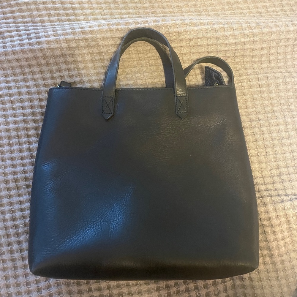 Madewell Black Leather Zip Tote